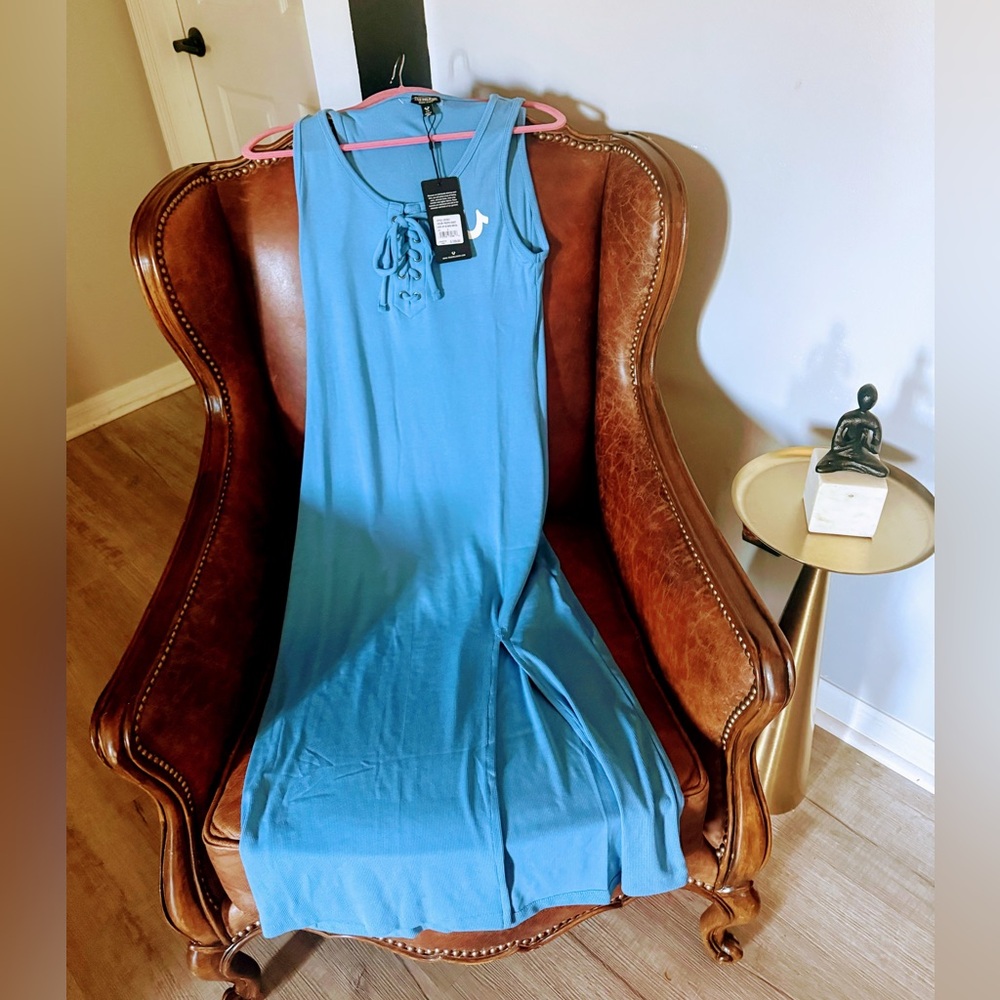True Religion Blue midi dress NWT